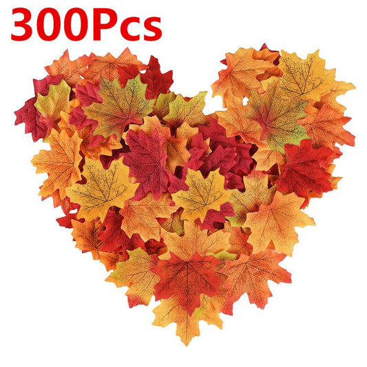 300Pcs Artificial Maple Leaves for Autumn Decoration Christmas Decorations Simulation Fall Leaves for Home Party Halloween Decor