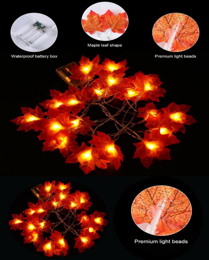 3 M Maple Pumpkin Light String Halloween Decoration Maple Leaf Pumpkin Ornament Halloween Lights Home Garden Decor