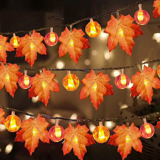 3 M Maple Pumpkin Light String Halloween Decoration Maple Leaf Pumpkin Ornament Halloween Lights Home Garden Decor