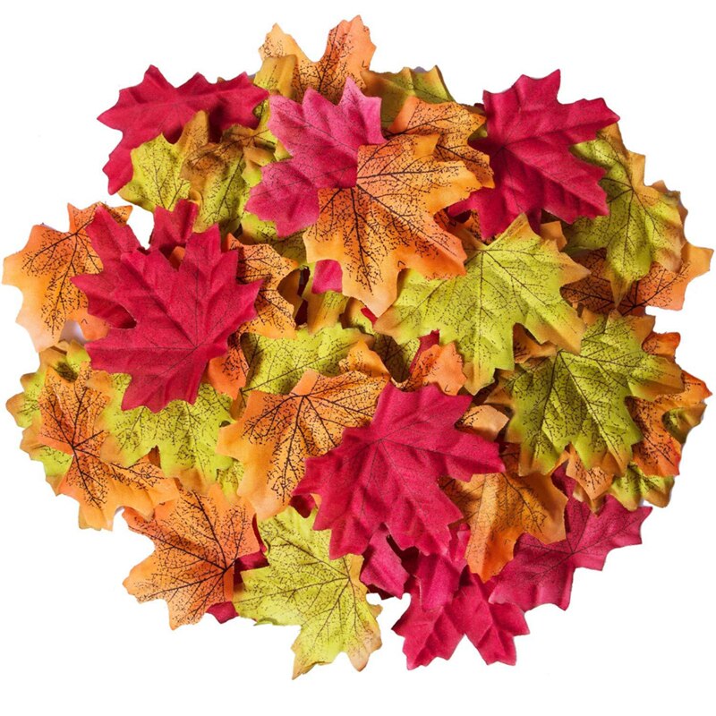 300Pcs Artificial Maple Leaves for Autumn Decoration Christmas Decorations Simulation Fall Leaves for Home Party Halloween Decor