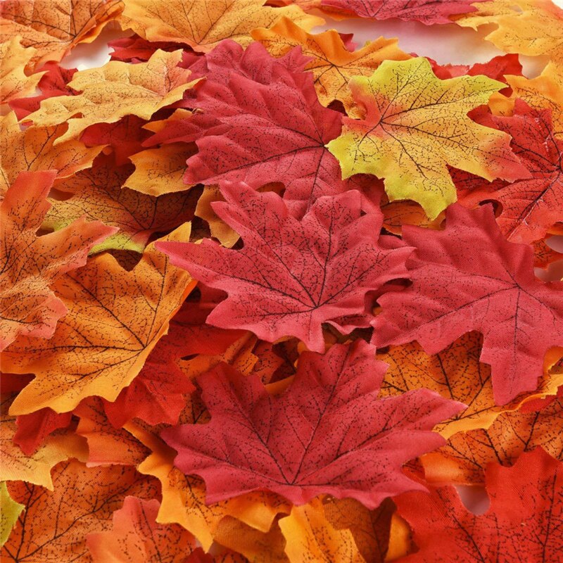 300Pcs Artificial Maple Leaves for Autumn Decoration Christmas Decorations Simulation Fall Leaves for Home Party Halloween Decor